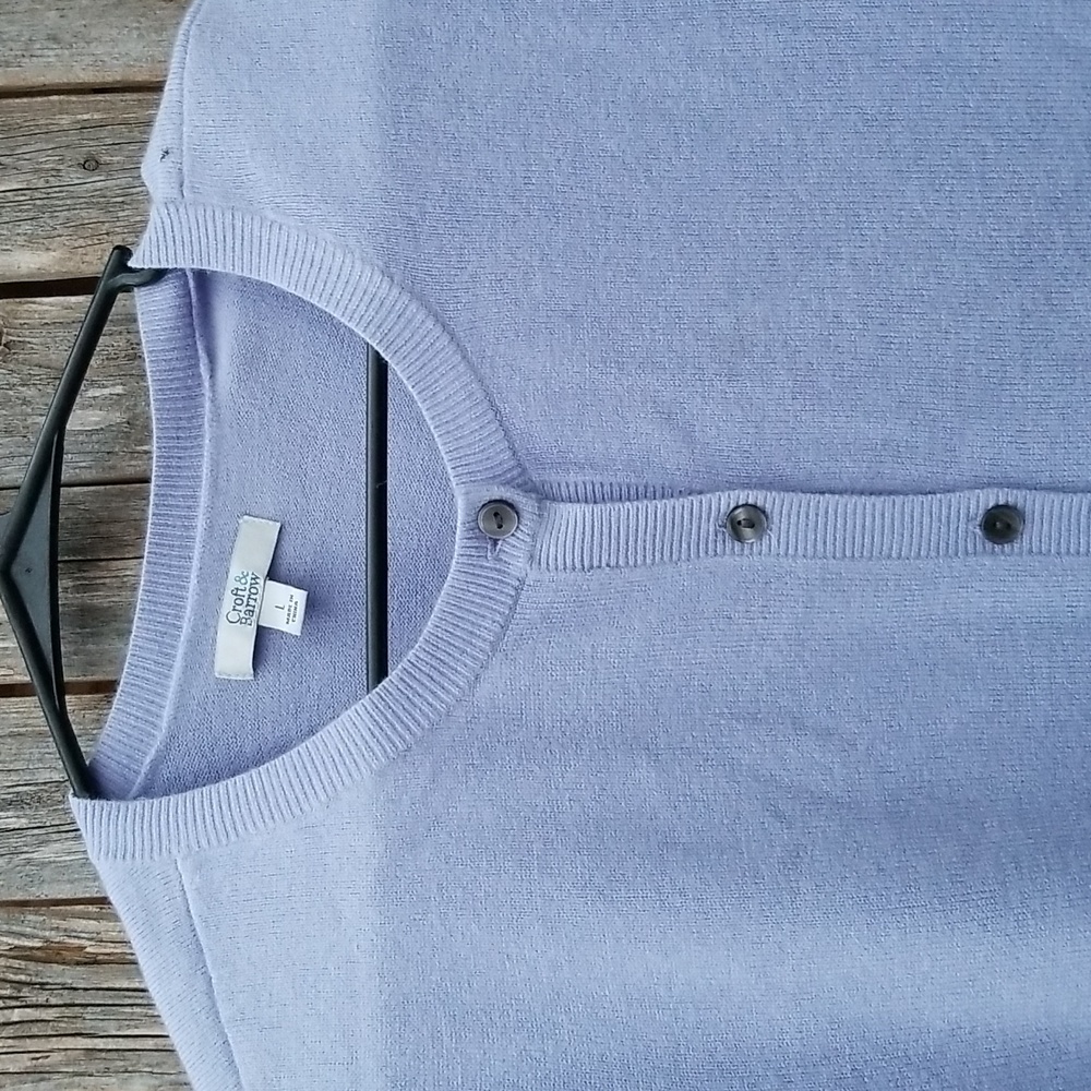 SOFT LAVENDER LARGE CROFT & BARROW CARDIGAN SWEATER NWT - Picture 12 of 14